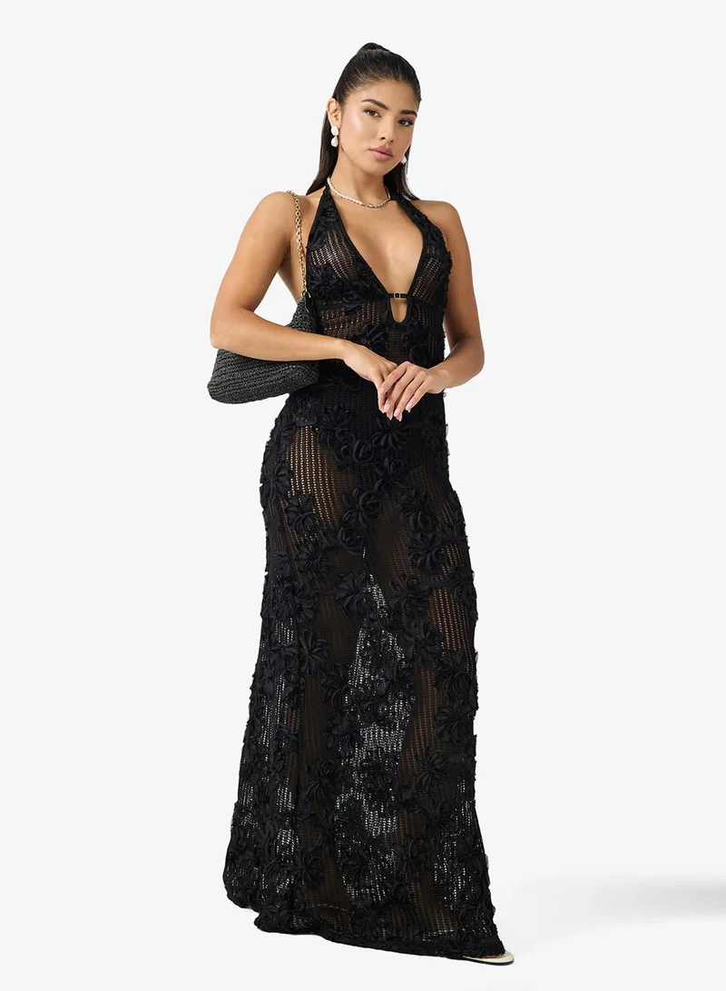 Ginger  Halter Neck Crochet Beach Dress for Women | Best Price UAE